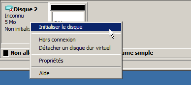 Initialisation du disque virtuel